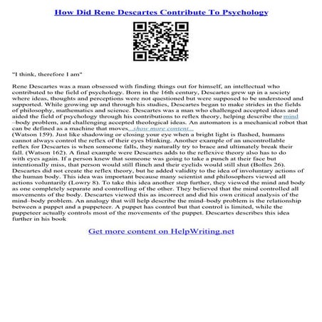 Rene Descartes Essay
