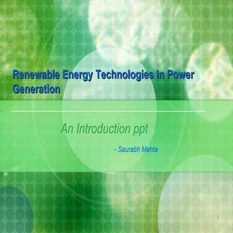 Renewable Energy - Intro ppt | PPS