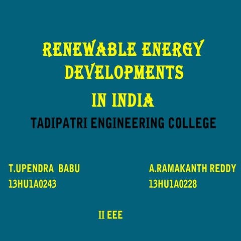 Renewable Energy Developments  in IndiaRenewable energy developments