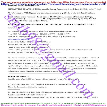 Solutions for Exercises – Renewable Energy Resources (4th Edition) by John Tw...