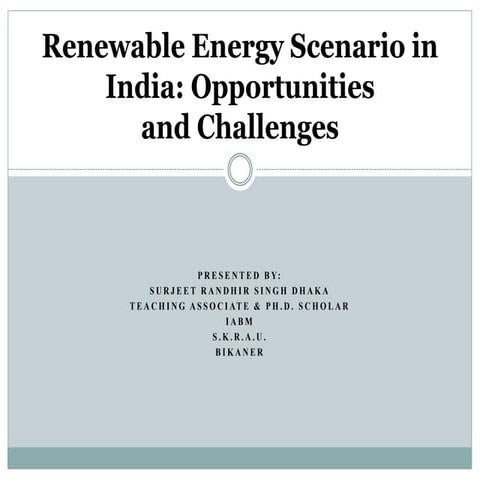 Renewable energy scenario in india opportunities and challenges