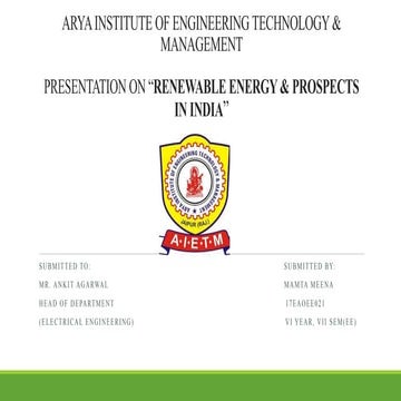 Renewable Energy & Prospects in India