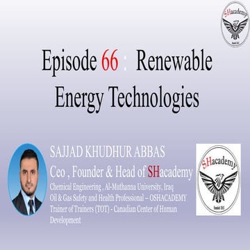 Episode 66 :  Renewable Energy Technologies