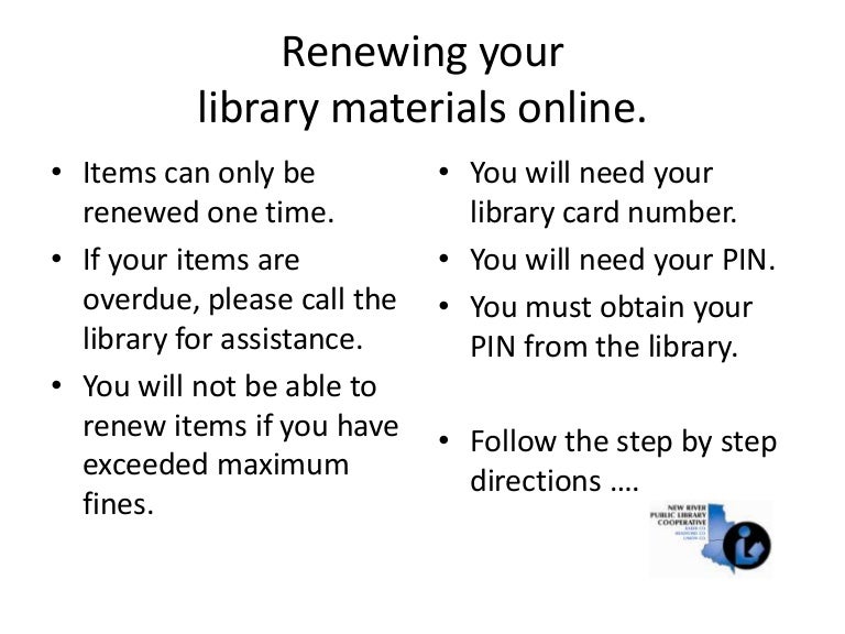 Renew your books online