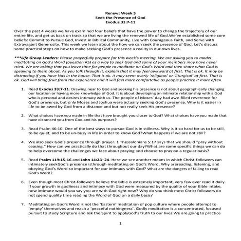 Renew week 5   seek the presence of god lg questions