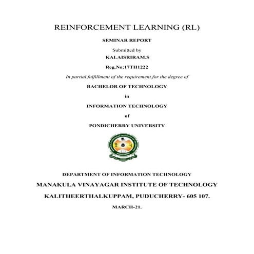 Reinforcement learning | PDF