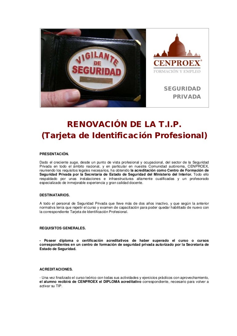 Renovación De La Tip Tarjeta De Identificación Profesional