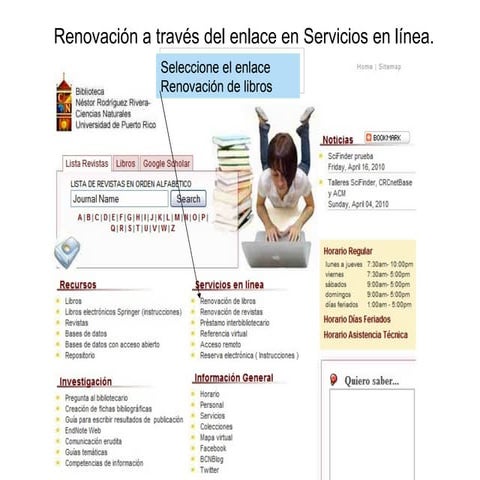 Renovación de libros prestados.