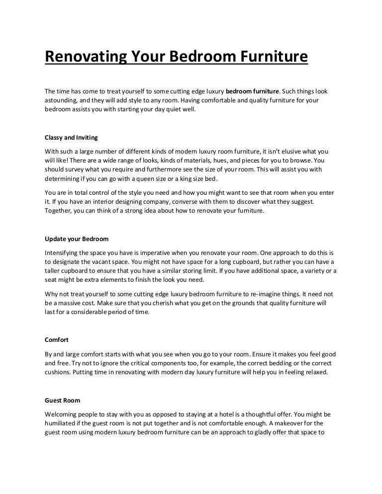 Renovating Your Bedroom Furniture
