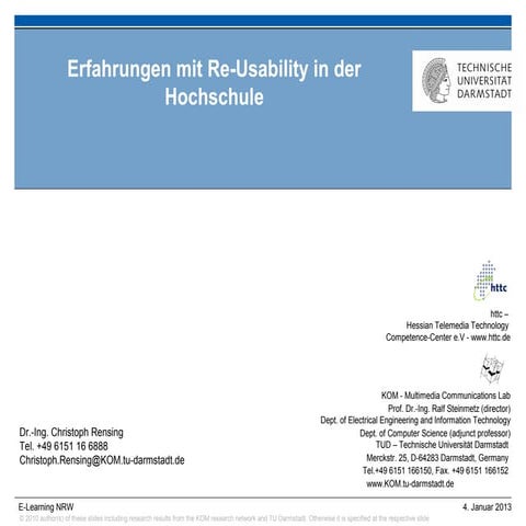Erfahrungen mit Re-Usability in der Hochschule