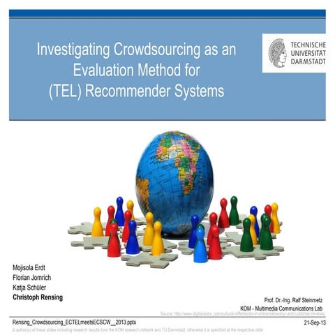Investigating Crowdsourcing as an Evaluation Method for (TEL) Recommender Sy...