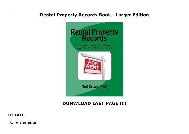 Rental Property Records Book Larger Edition