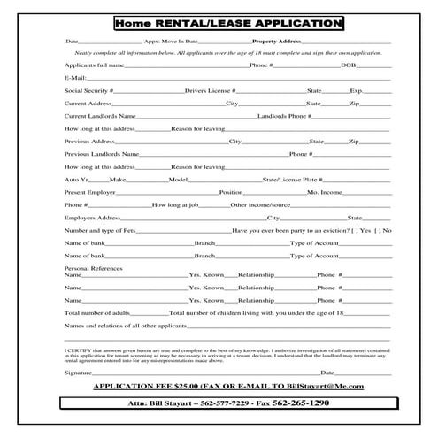 Rental Application