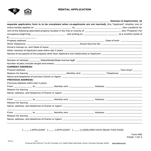 Rental application