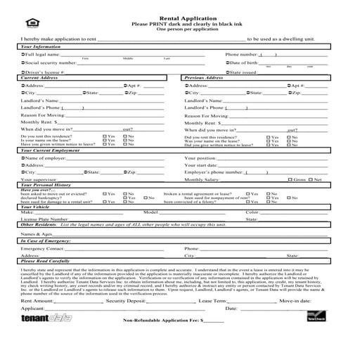 tenant application form