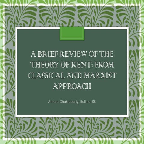 The theory of rent: From Classical and Marxist approach | PDF