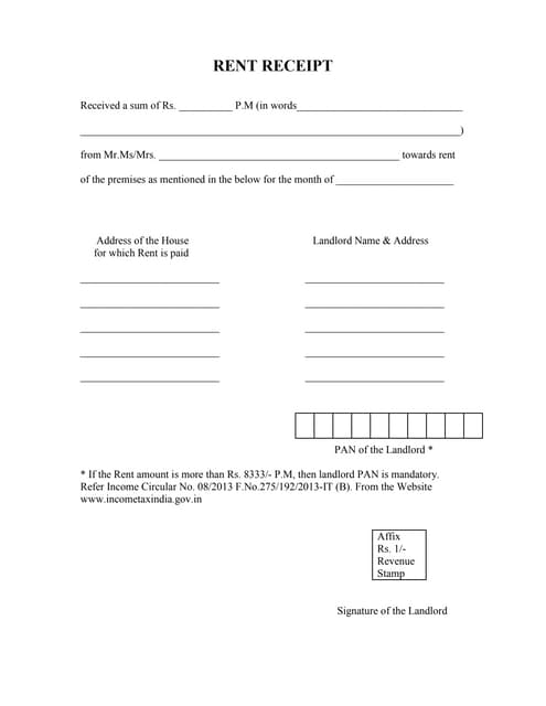 Rent receipt format | PDF