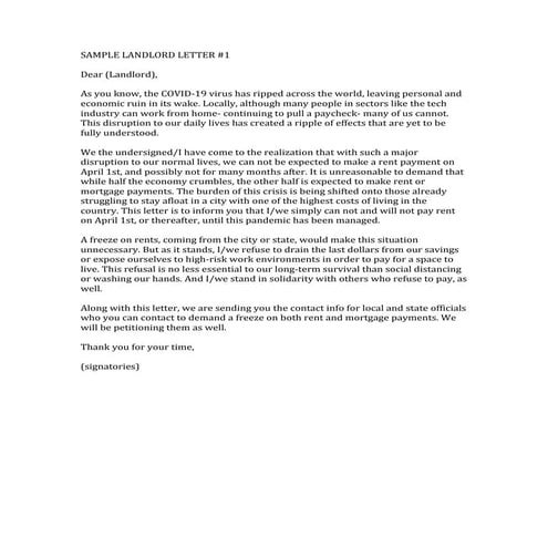 Rent strike letter #2 | PDF