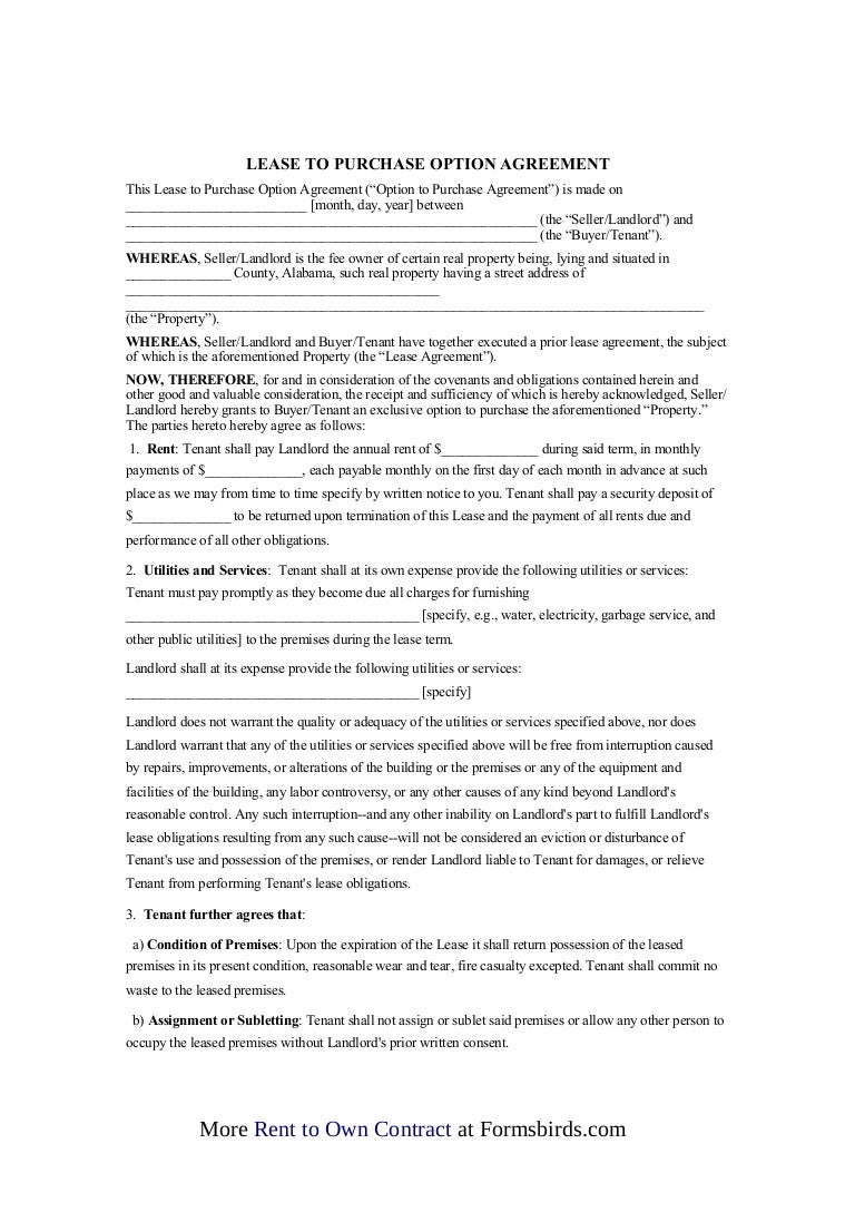 rent to own home contract texas