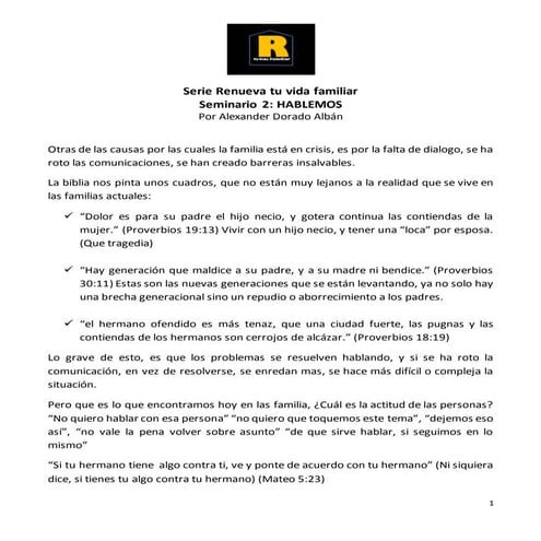 Renueva tu vida familiar, hablemos