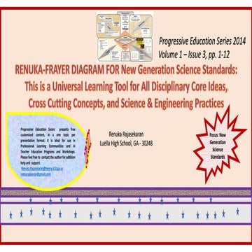 Renuka-Frayer Diagram for New Generation Science Standards