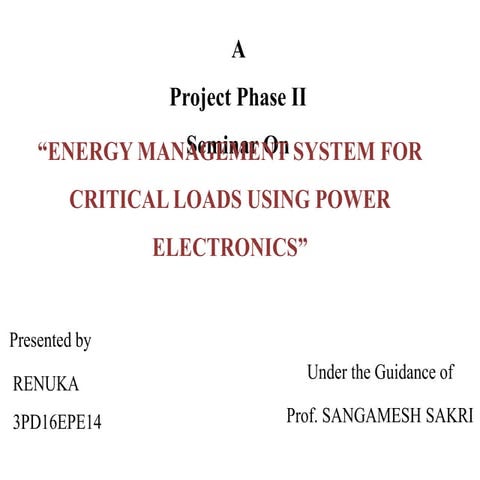 ENERGY MANAGEMENT SYSTEM FOR CRITICAL LOADS USING POWER ELECTRONICS