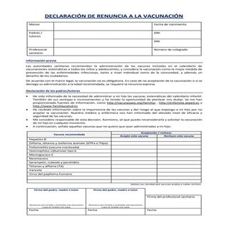 Documento de renuncia de los padres...