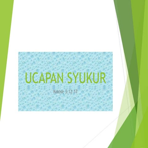Renungan harian Ucapan Syukur