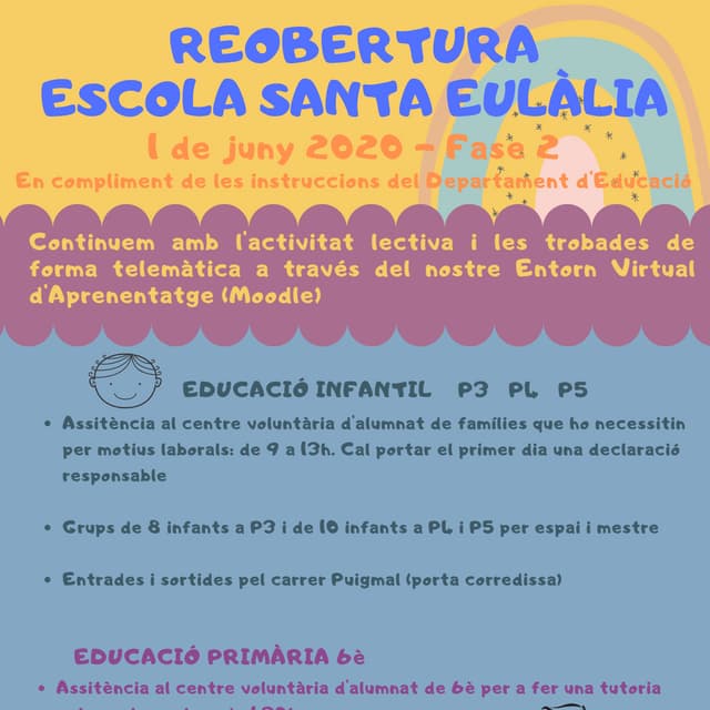 Reobertura Escola Santa Eulàlia 1 de juny 2020