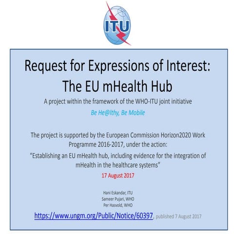 Request for Expressions of Interest: The EU mHealth Hub (17 August 2017)
