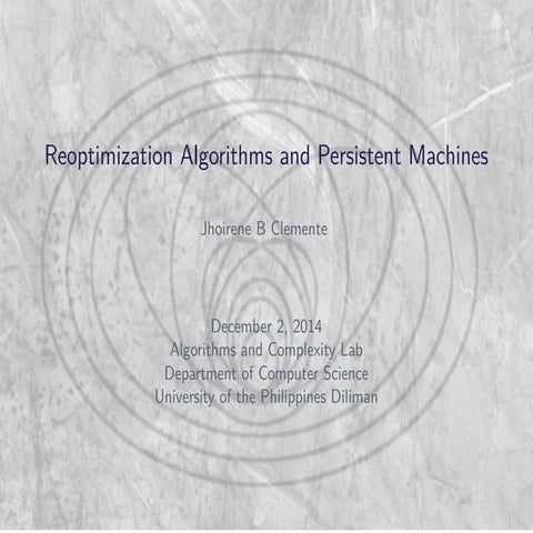 Reoptimization Algorithms and Persistent Turing Machines