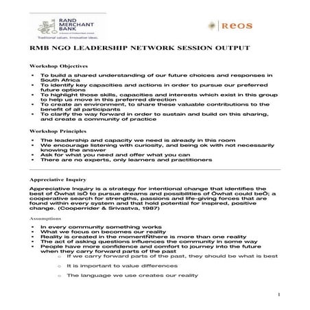 Reos Rmb Ngo Workshop Output