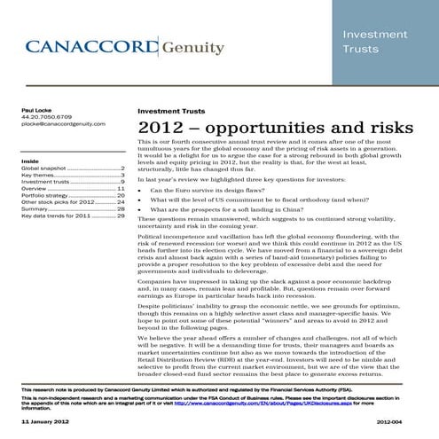 2012 forward review - Opportunities &amp; Risks