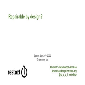 Repairable by design? (January 2022 meeting notes)