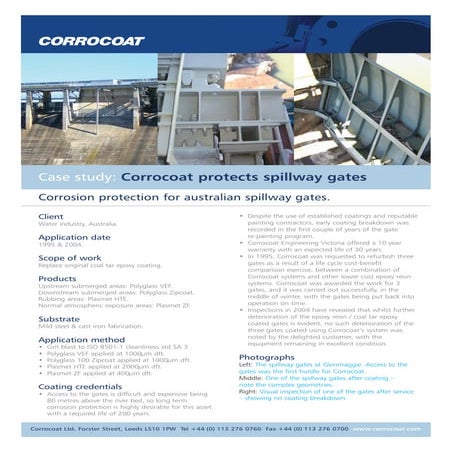 CORROSION PROTECTION FOR AUSTRALIAN SPILLWAY GATES