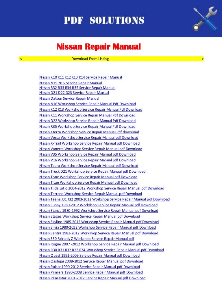 Workshop Repair Manual For Nissan NOTE 2006-2013 DOWNLOAD