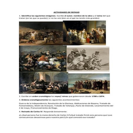 Actividades de repaso de la unidad 4 " El siglo XIX"