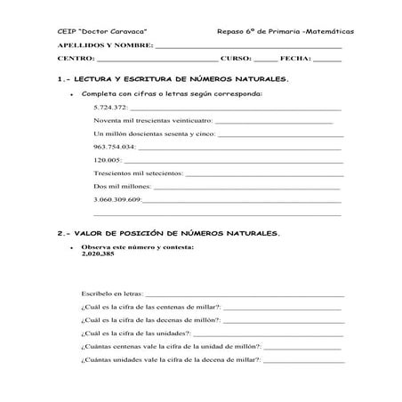 Repaso 6º matemáticas