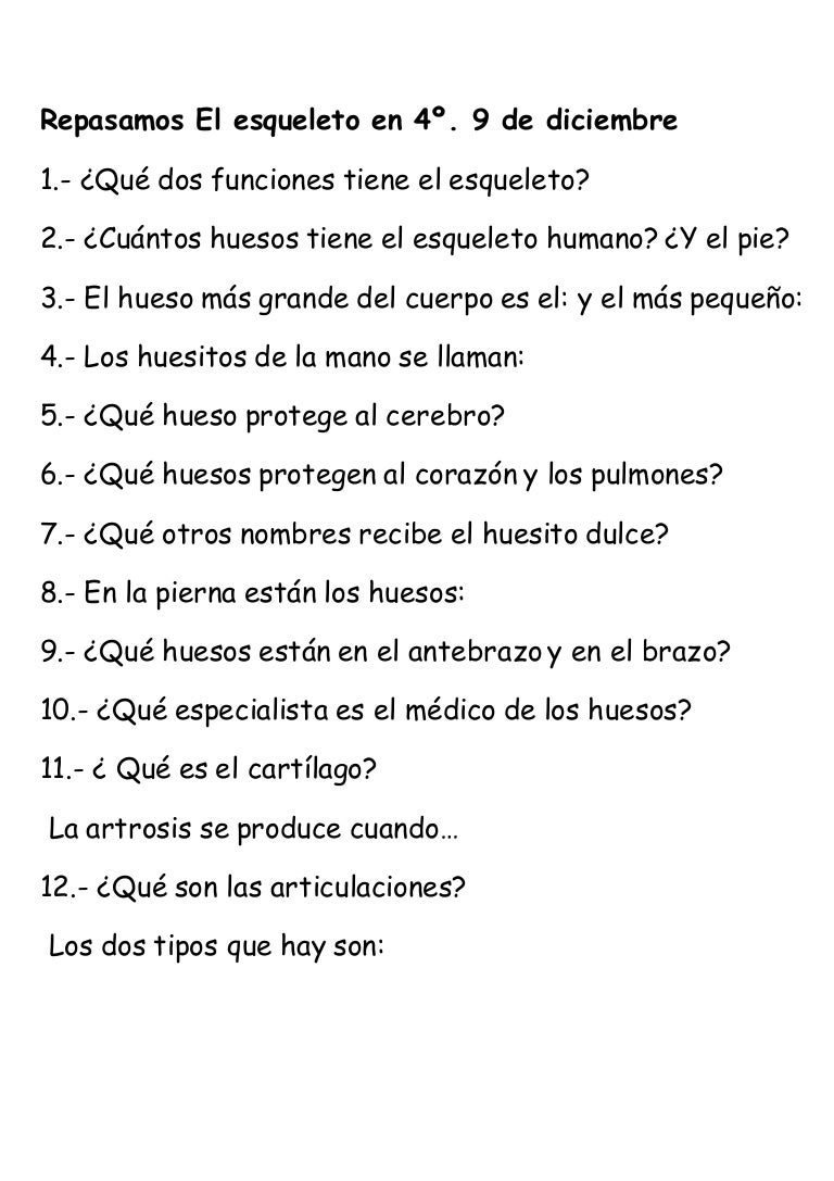 Repaso El Esqueleto En 4 