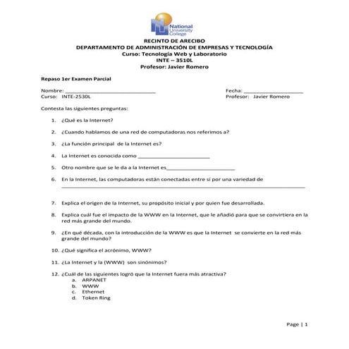 Repaso examen parcial 1 inte 3510 l nuca