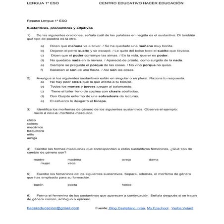 Repaso Lengua 1º eso