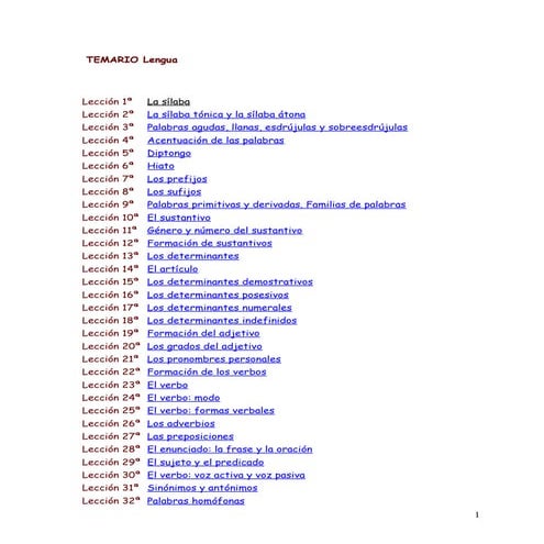 Repaso lengua nivel 5º primaria