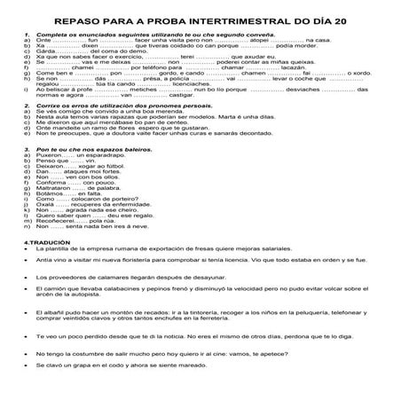 Repaso morfosintaxe e ortografía