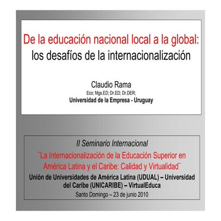 De la educación nacional local a la global: los desafíos de la internacionali...