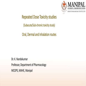Repeated dose toxicity study