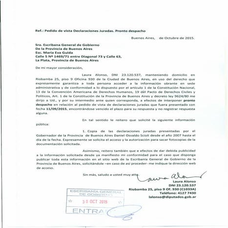 Re pedido Escribania Gral. Gob