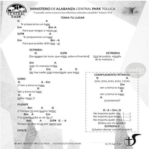 Repertorio de alabanza Central Park Congregacional
