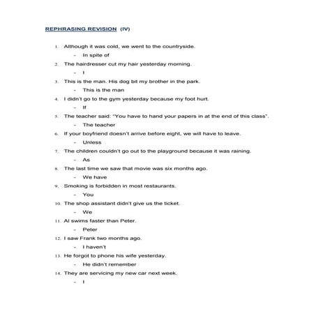 Rephrasing revision iv