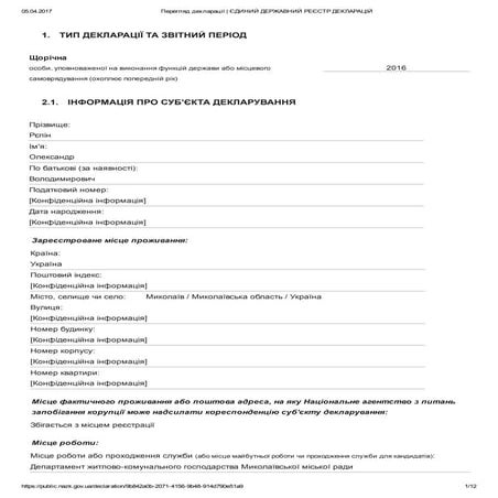 Репин, э-декларация 2016