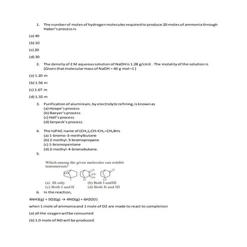 CAPE Chemistry Unit 2 Paper 1 2007 | PDF